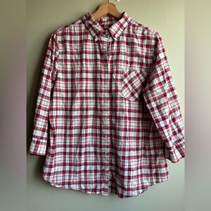 Banana Republic Red, White & Black Plaid Button-Down Shirt